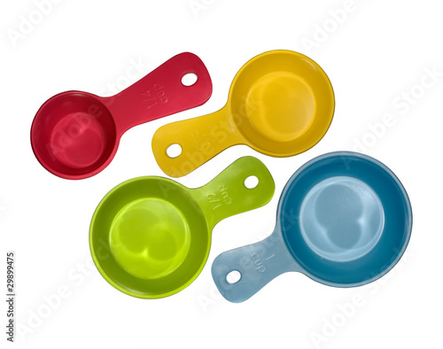 different sizes of measuring cups on a white background
