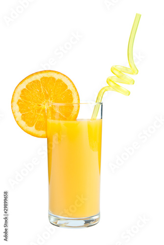 Oranhe juice in glass photo