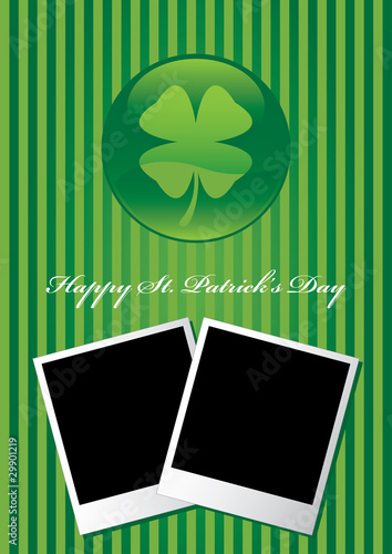 Happy St Patrick's Day card vector with two blank picture frame