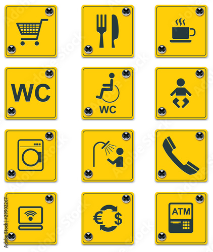 Vector roadside services signs icon set. Part 1