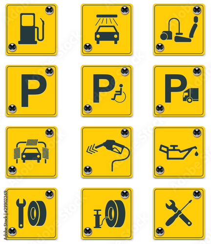 Vector roadside services signs icon set. Part 2
