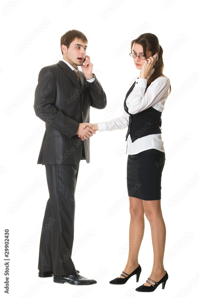 meeting of business people talking on mobile phone meeting of business people talking on mobile phone