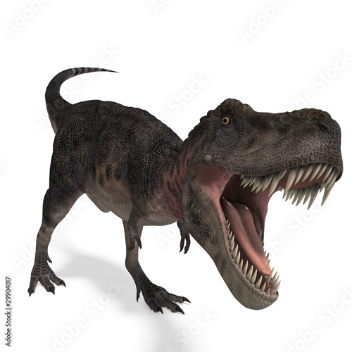 Dinosaur Tarbosaurus. 3D rendering with clipping path and © Ralf Kraft