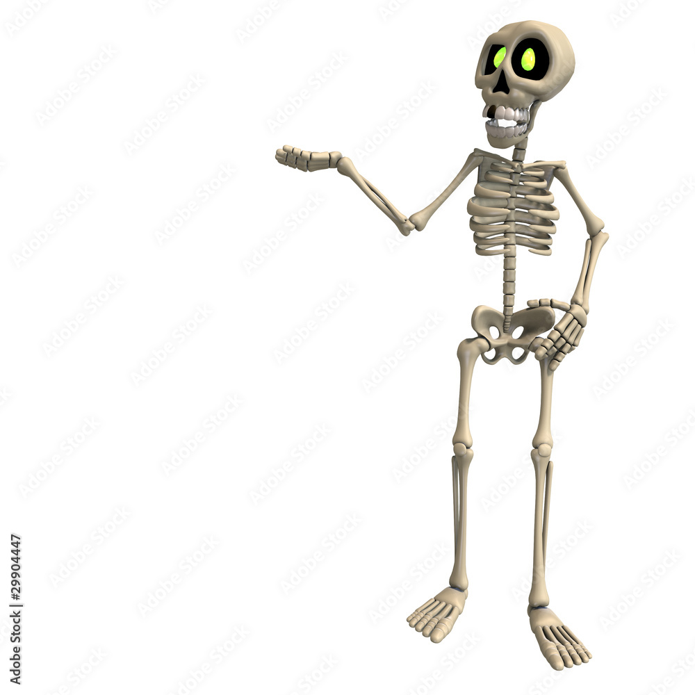very funny cartoon skeleton. 3D rendering with clipping path very funny cartoon skeleton. 3D rendering with clipping path