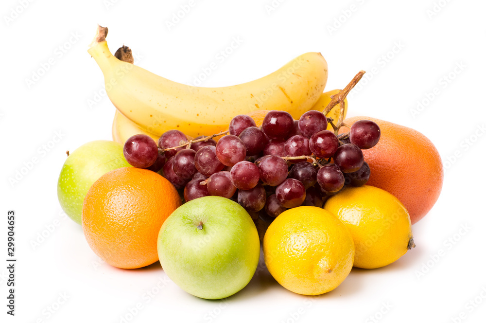 heap of different fruits isolated on white heap of different fruits isolated on white
