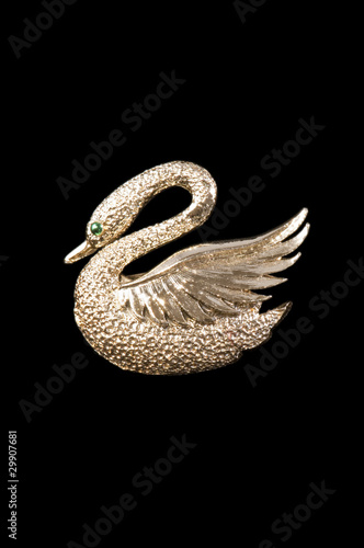 Фотография vintage gold swan brooch