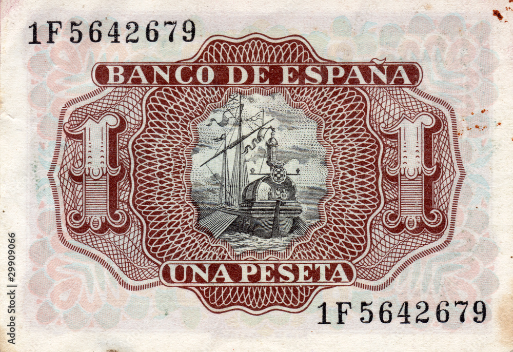 Fotografie Billete de una peseta