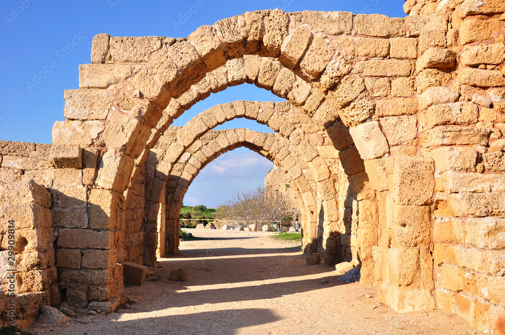 Ruins of antique caesarea. Israel.
