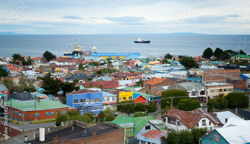 Beautiful view of Punta Arenas with the Strait of Magellan photo