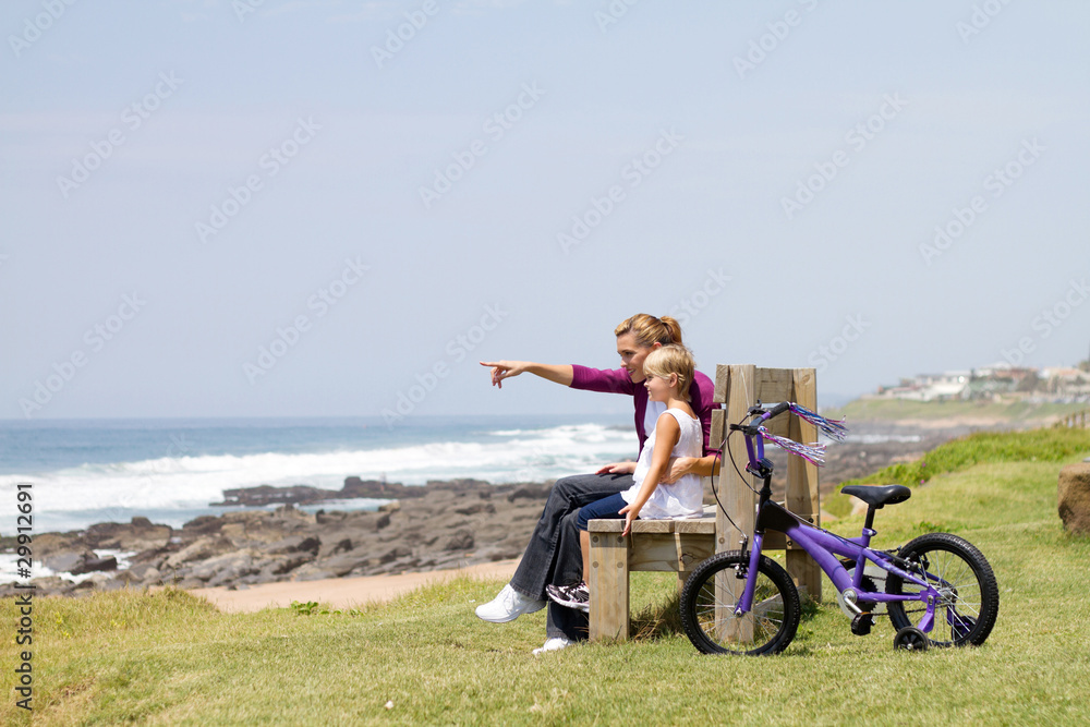 mom and daughter at beach