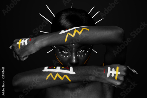 Obraz na płótnie Tribal face and arms hands