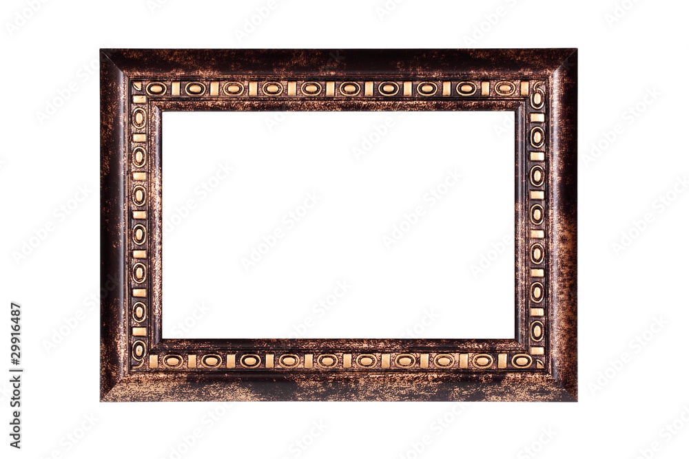 Gold-brown picture frame isolated on white background Gold-brown picture frame isolated on white background