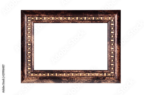 Gold-brown picture frame isolated on white background