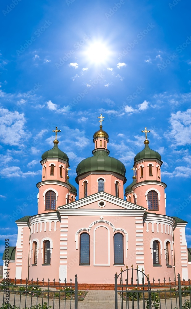 christian church in a sunny sky background