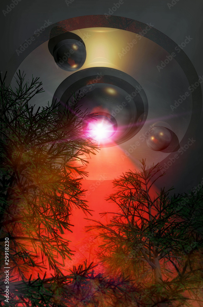 Fototapeta premium ufo alien forest