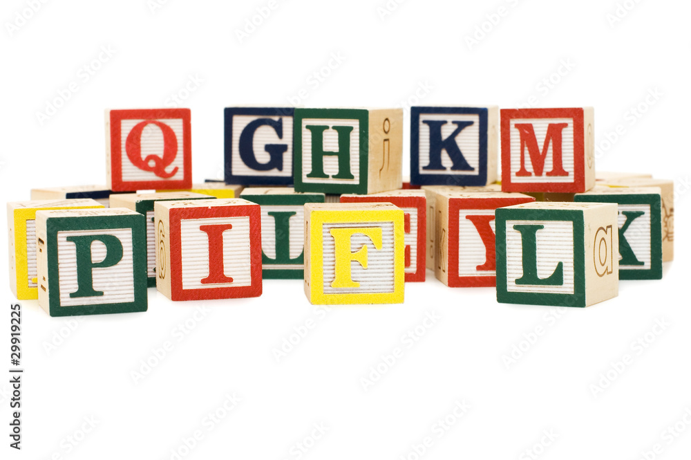 Cubes with letters isolated on white background Cubes with letters isolated on white background