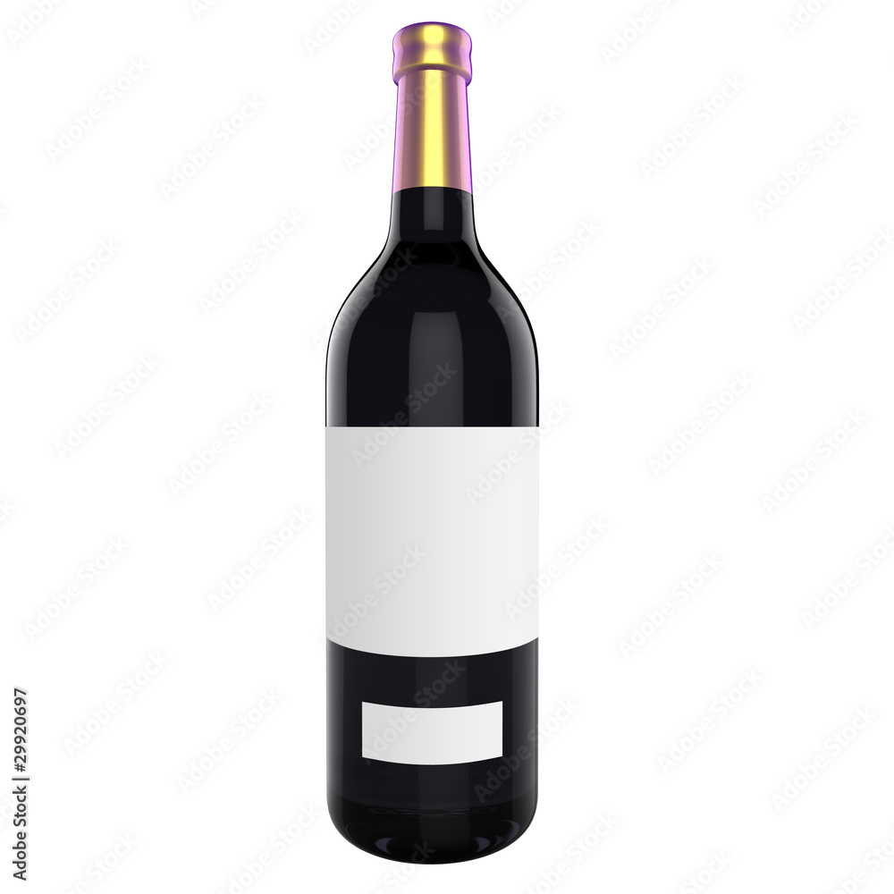 3d bottle with white blank label 3d bottle with white blank label