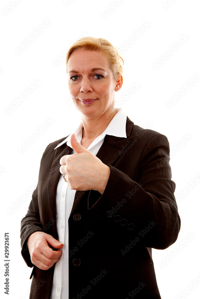 Business woman with thumbs up over white background Business woman with thumbs up over white background