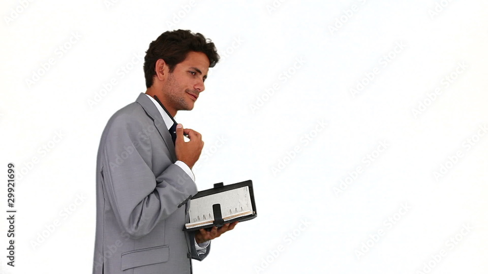 Dark-haird businessman having a great idea Dark-haird businessman having a great idea
