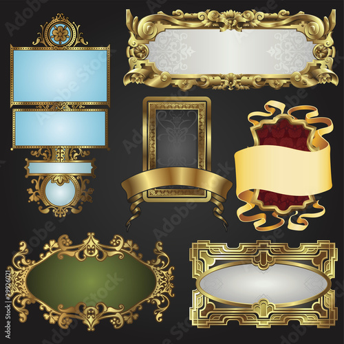 Vintage retro gold frames and labels