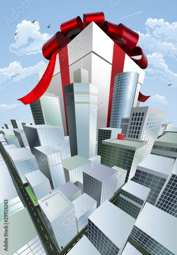 Giant gift in city
