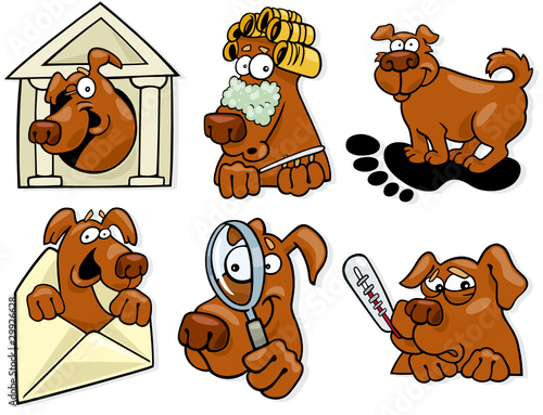 dog cartoon icons set