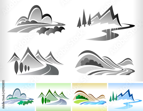 ROAD AND HILL ICON SET