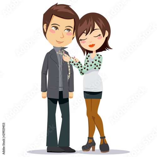 Beautiful young wife helpin...