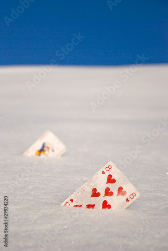 cards on snow