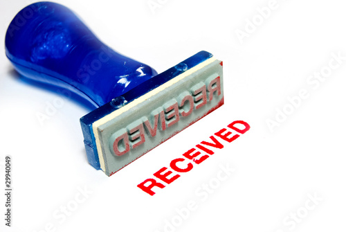 received blue rubber stamp
