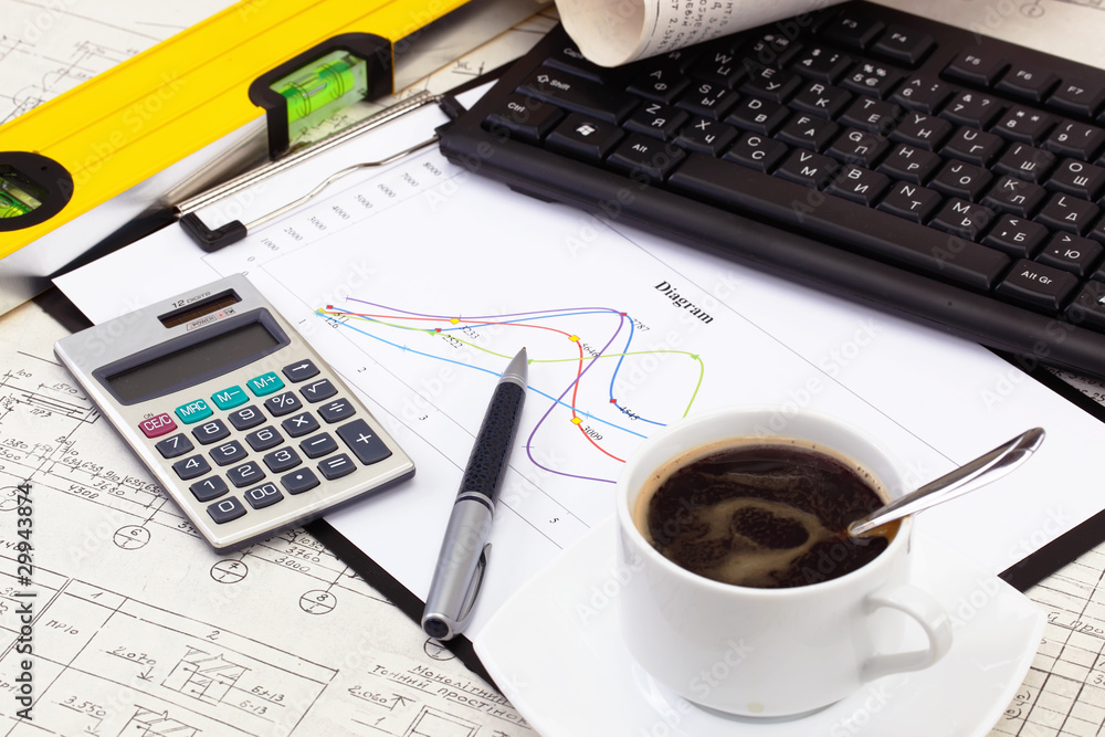 construction drafts and tools on the table construction drafts and tools on the table