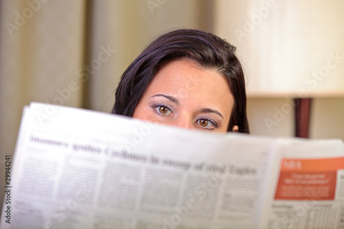 Woman's eyes reading