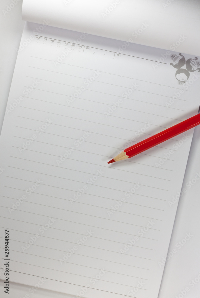 RED PENCIL ON NOTEPAD RED PENCIL ON NOTEPAD