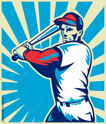 Baseball player with bat batting