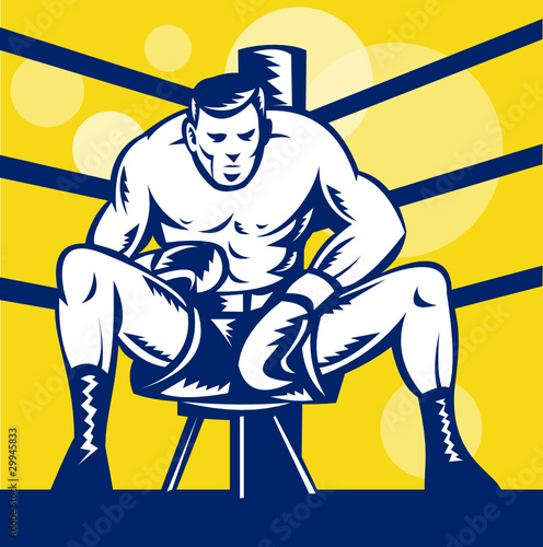 Boxer sitting on stool front view