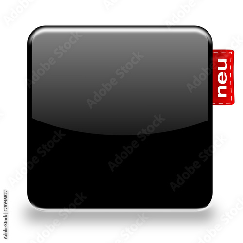 Button mit Ettikett schwarz