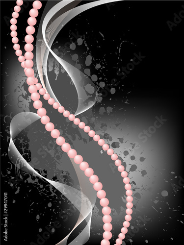 pink pearls with a haze on a black stained background