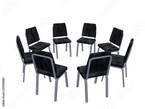 Armchairs placed on a circle