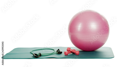 collection of fitness equipment over white