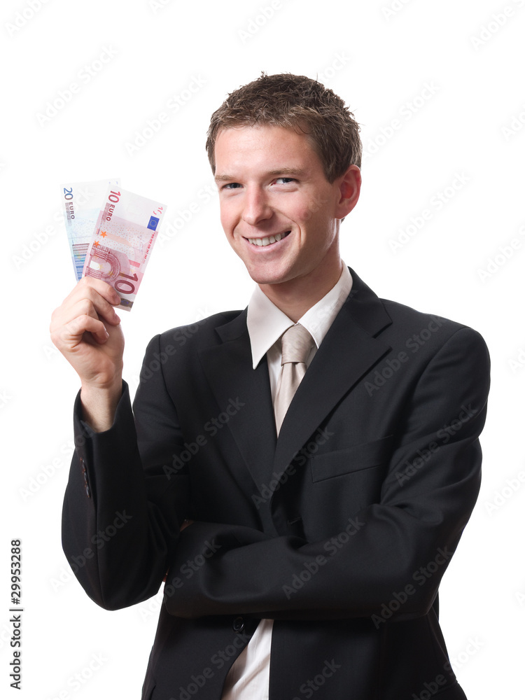 successful young businessman holding banknotes successful young businessman holding banknotes