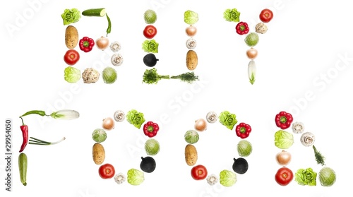 "Buy food " words made of vegetables