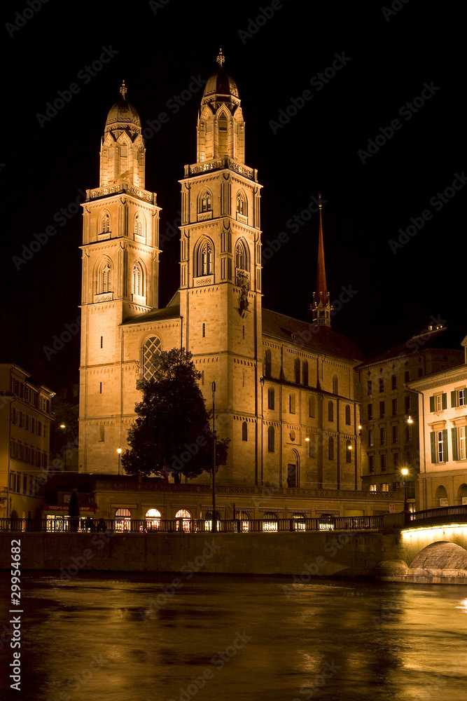 Grossmunster (The Great Cathedral) landmark of Zurich