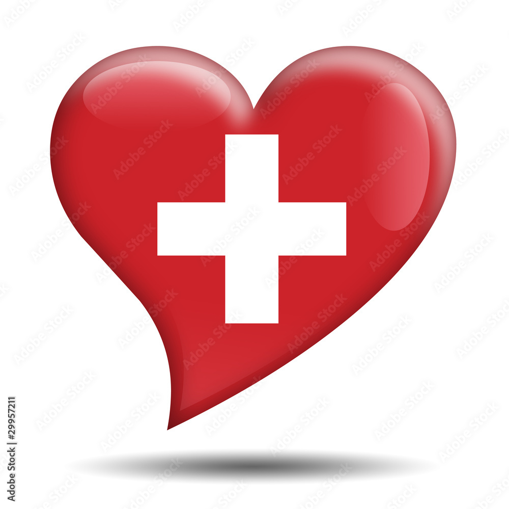 Corazon brillante bandera Suiza Corazon brillante bandera Suiza