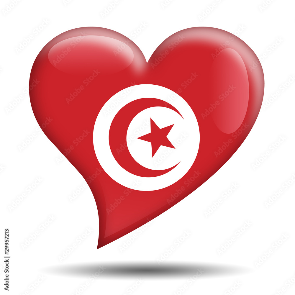 Corazon brillante bandera Tunez Corazon brillante bandera Tunez
