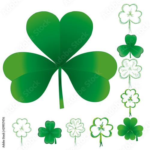 Set of clovers for St. Patrick`s day, vector illustration