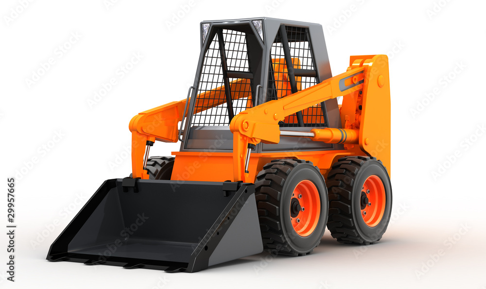 skid steer loader isolated on white background, 3d