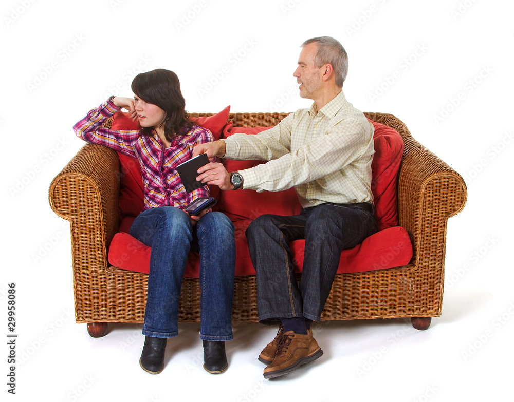 Obraz premium Girl that won't listen to her father