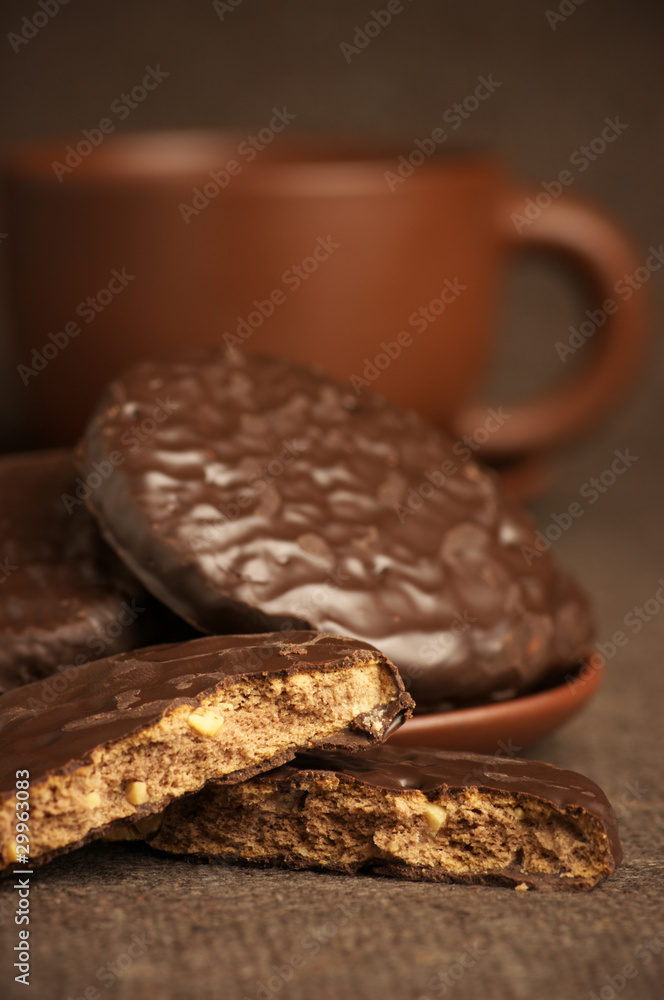 Chocolate cookies and coffee Chocolate cookies and coffee