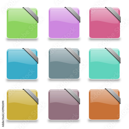 9 Vektor Buttons mit Banner pastell
