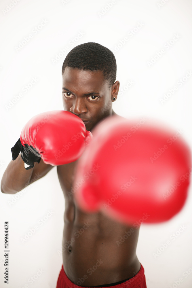 Profiboxer mit roten Boxhandschuhen Profiboxer mit roten Boxhandschuhen